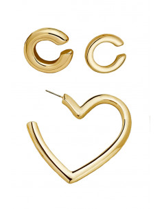 Set elegant, ear cuff verigi si cercel inimioara masiva 2