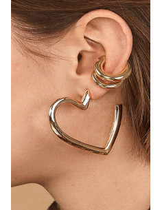 Set elegant, ear cuff verigi si cercel inimioara masiva