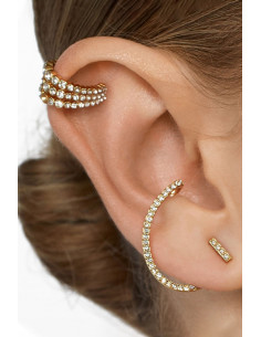 Set elegant de ear cuffs, veriga tripla si cercel cu carlig, decorate cu cristale