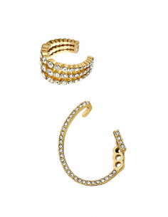 Set elegant de ear cuffs, veriga tripla si cercel cu carlig, decorate cu cristale 2