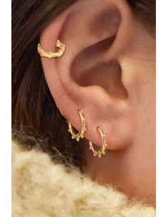 Set elegant de cercei si ear cuff, verigute cu bilute metalice