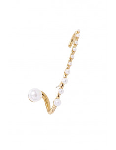 Cercel ear cuff elegant, tija lunga cu carlig, decorata cu perlute 2