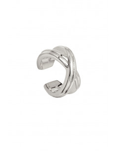 Cercel ear cuff minimal, inel dublu intersectat