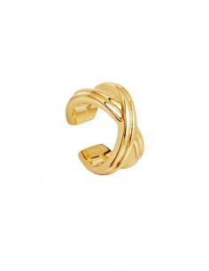 Cercel ear cuff minimal, inel dublu intersectat 2