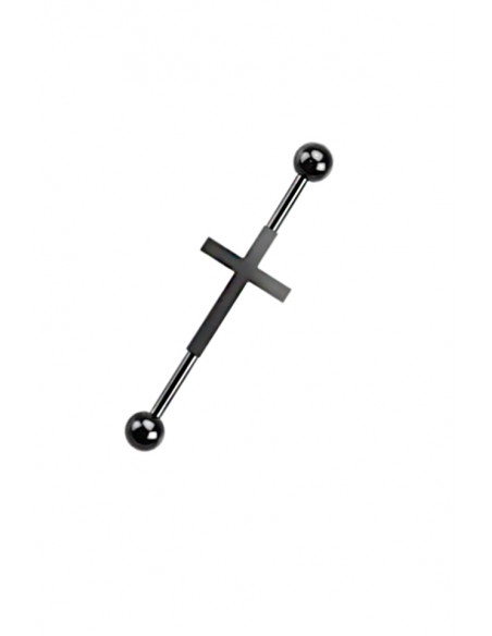 Piercing industrial cu cruce, din otel, pentru cartilajul urechii