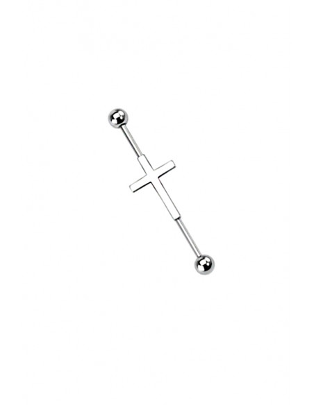 Piercing industrial cu cruce, din otel, pentru cartilajul urechii