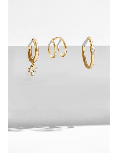 Set elegant de cercei si ear cuff, verigute cu trifoi si cristale