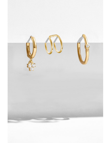 Set elegant de cercei si ear cuff, verigute cu trifoi si cristale