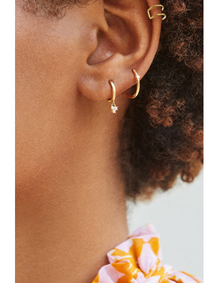Set elegant de cercei si ear cuff, verigute cu trifoi si cristale