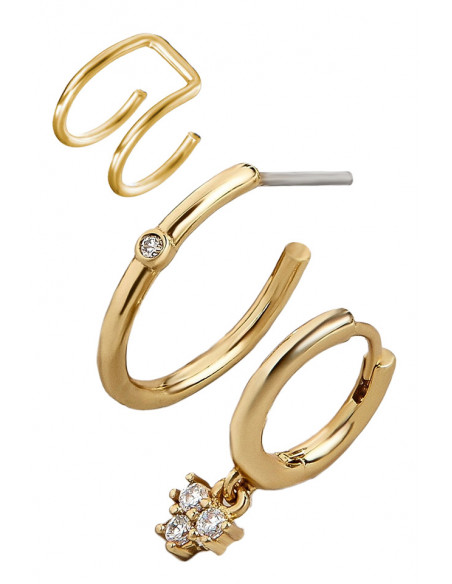 Set elegant de cercei si ear cuff, verigute cu trifoi si cristale
