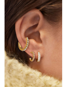 Set elegant de cercei si ear cuff, verigute cu cristale mici fatetate 2
