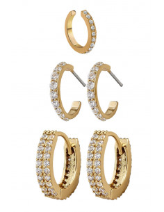 Set elegant de cercei si ear cuff, verigute cu cristale mici fatetate