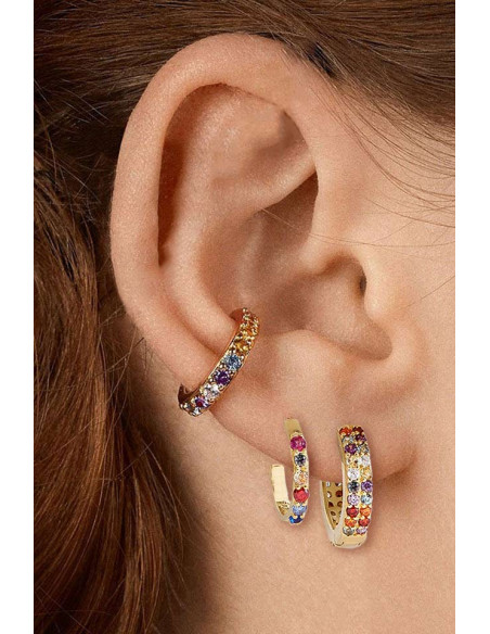 Set elegant de cercei si ear cuff, verigute cu cristale mici fatetate