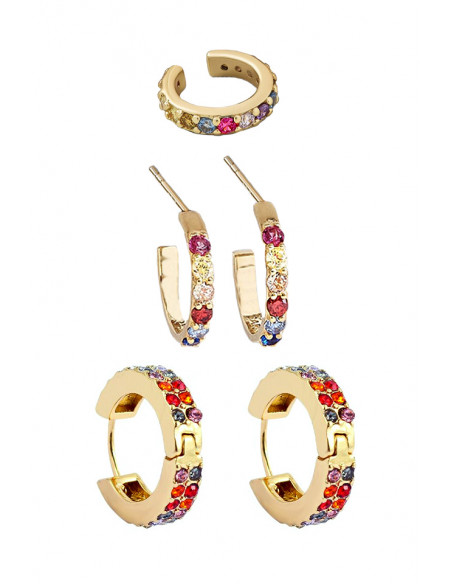 Set elegant de cercei si ear cuff, verigute cu cristale mici fatetate