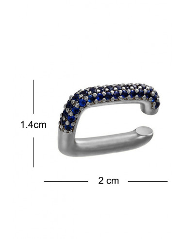 Cercel ear cuff elegant, dreptunghi masiv, decorat cu cristale