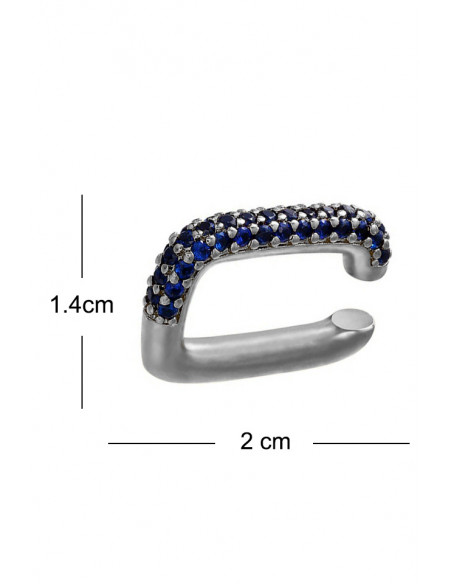 Cercel ear cuff elegant, dreptunghi masiv, decorat cu cristale
