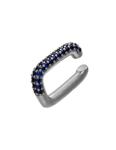 Cercel ear cuff elegant, dreptunghi masiv, decorat cu cristale