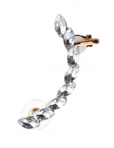 Cercel ear cuff cu un rand de cristale cat-eye transparente