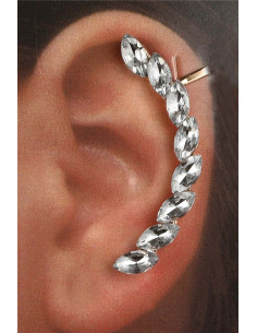 Cercel ear cuff cu un rand de cristale cat-eye transparente 2