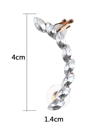 Cercel ear cuff cu un rand de cristale cat-eye transparente