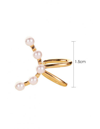 Cercel ear cuff minimal, semiluna cu 5 perle mici