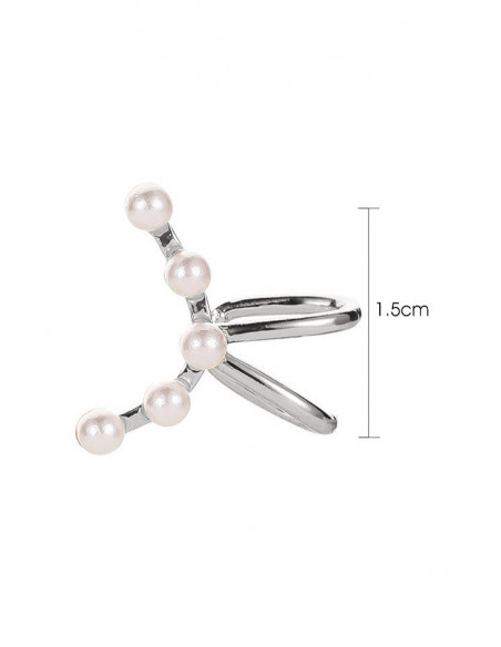 Cercel ear cuff minimal, semiluna cu 5 perle mici