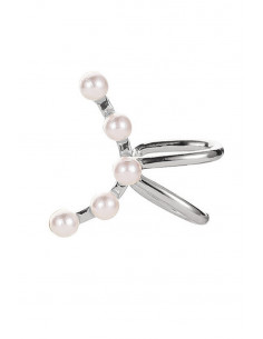 Cercel ear cuff minimal, semiluna cu 5 perle mici 2