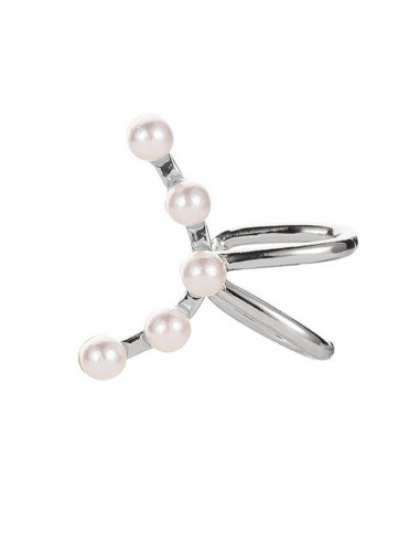 Cercel ear cuff minimal, semiluna cu 5 perle mici