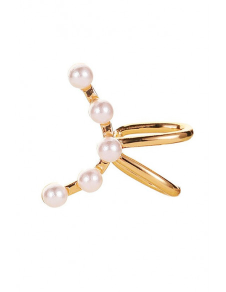 Cercel ear cuff minimal, semiluna cu 5 perle mici