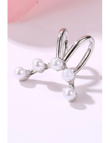 Cercel ear cuff minimal, semiluna cu 5 perle mici