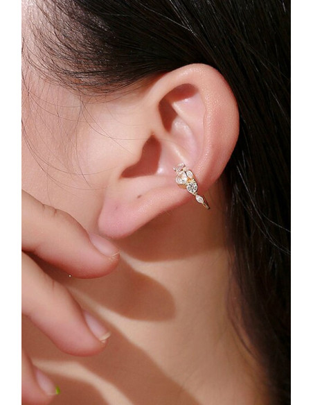 Cercel ear cuff minimal, veriga simpla cu cristale de diverse forme