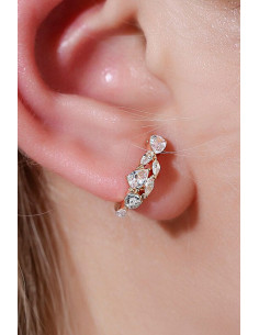 Cercel ear cuff minimal, veriga simpla cu cristale de diverse forme