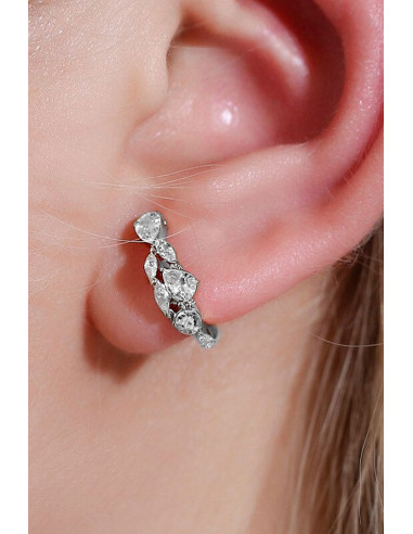 Cercel ear cuff minimal, veriga simpla cu cristale de diverse forme