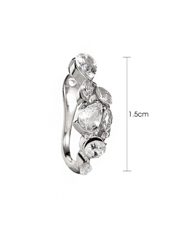 Cercel ear cuff minimal, veriga simpla cu cristale de diverse forme