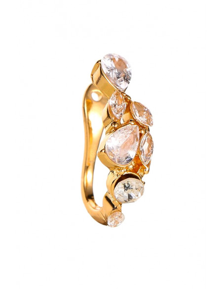 Cercel ear cuff minimal, veriga simpla cu cristale de diverse forme