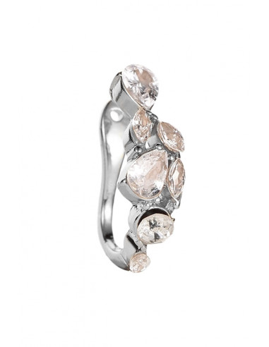 Cercel ear cuff minimal, veriga simpla cu cristale de diverse forme