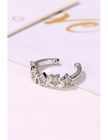 Cercel ear cuff minimal, veriga cu 5 stelute cu cristale