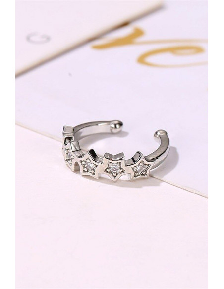 Cercel ear cuff minimal, veriga cu 5 stelute cu cristale