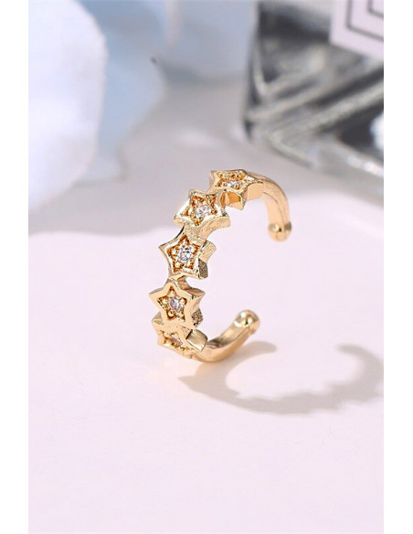 Cercel ear cuff minimal, veriga cu 5 stelute cu cristale