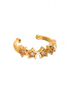 Cercel ear cuff minimal, veriga cu 5 stelute cu cristale 2