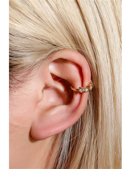 Cercel ear cuff minimal, veriga cu 5 stelute cu cristale