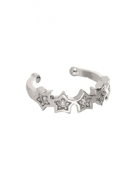 Cercel ear cuff minimal, veriga cu 5 stelute cu cristale