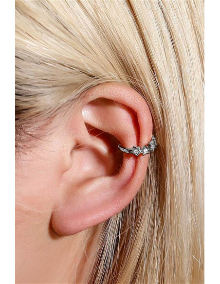 Cercel ear cuff minimal, veriga cu 5 stelute cu cristale