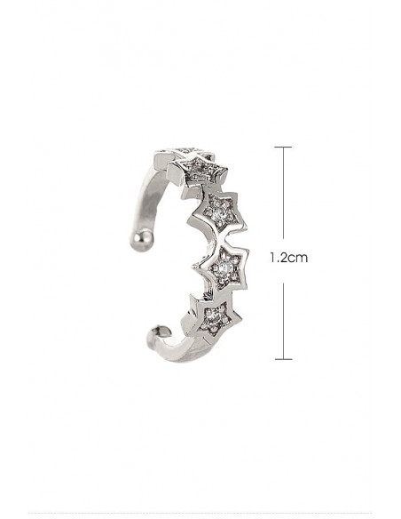 Cercel ear cuff minimal, veriga cu 5 stelute cu cristale