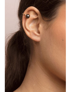 Cercel ear cuff minimal, veriguta subtire cu perla mare 2
