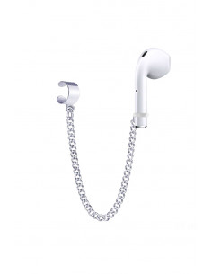 Cercel ear cuff pentru casti wireless, veriga lata prinsa cu lantisor 2