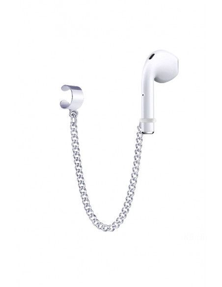 Cercel ear cuff pentru casti wireless, veriga lata prinsa cu lantisor