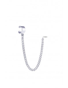 Cercel ear cuff pentru casti wireless, veriga lata prinsa cu lantisor