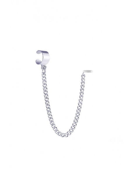 Cercel ear cuff pentru casti wireless, veriga lata prinsa cu lantisor
