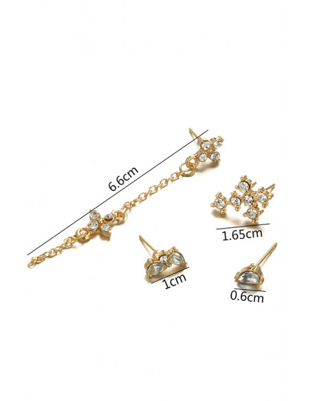 Set de patru cercei, cruciulite cu cristale si lantisor